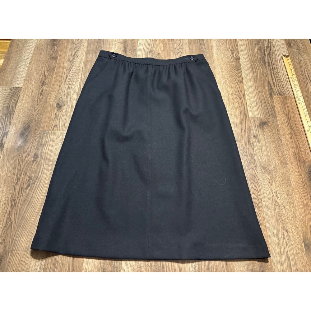 Haberdashery Skirt Women Size 16 Black Leslie Fay A-Line Midi Elastic Pockets